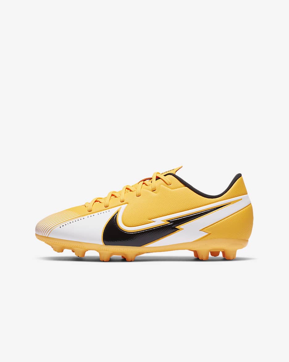 Nike Jr. Mercurial Vapor 13 Academy HG Hard-Ground Soccer Cleats - Laser Orange/White/Laser Orange/Black