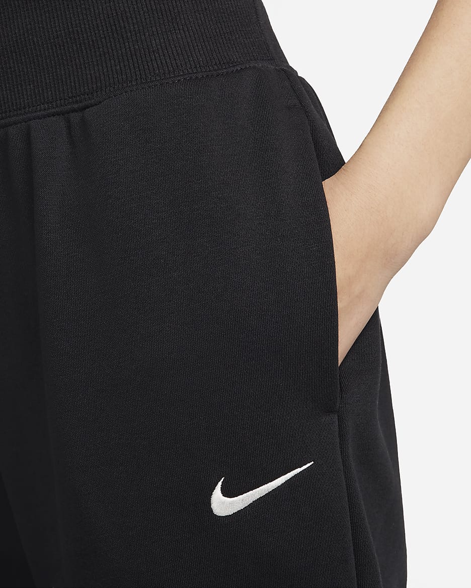 Nike Sportswear Phoenix Fleece Women's High-Waisted Oversized French Terry Tracksuit Bottoms - Black/Sail