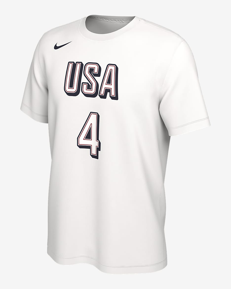 Playera de básquetbol Nike para hombre Stephen Curry USA - Blanco