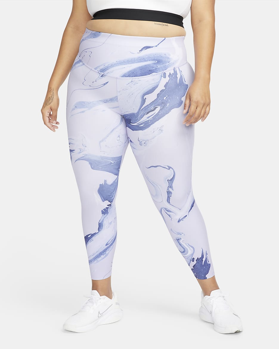 Nike One Luxe Women's Mid-Rise 7/8 Marbled Leggings (Plus Size) - Purple Dawn