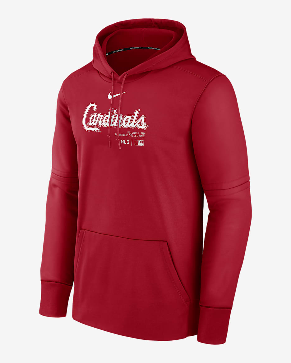 St. Louis Cardinals Authentic Collection Practice Men's Nike Therma MLB Pullover Hoodie - Red