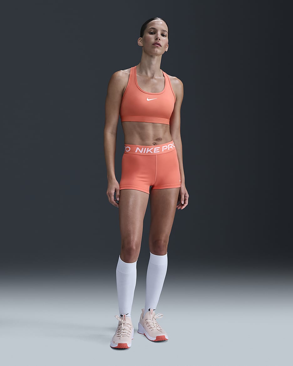 Shorts de 7.5 cm para mujer Nike Pro - Mango salvaje claro/Blanco