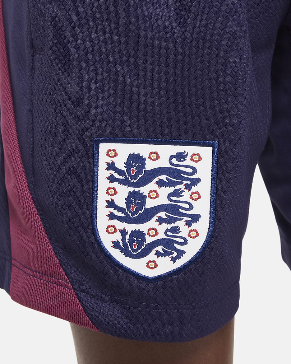 Engeland Strike Nike Dri-FIT knit voetbalshorts voor kids - Purple Ink/Rosewood/Wit