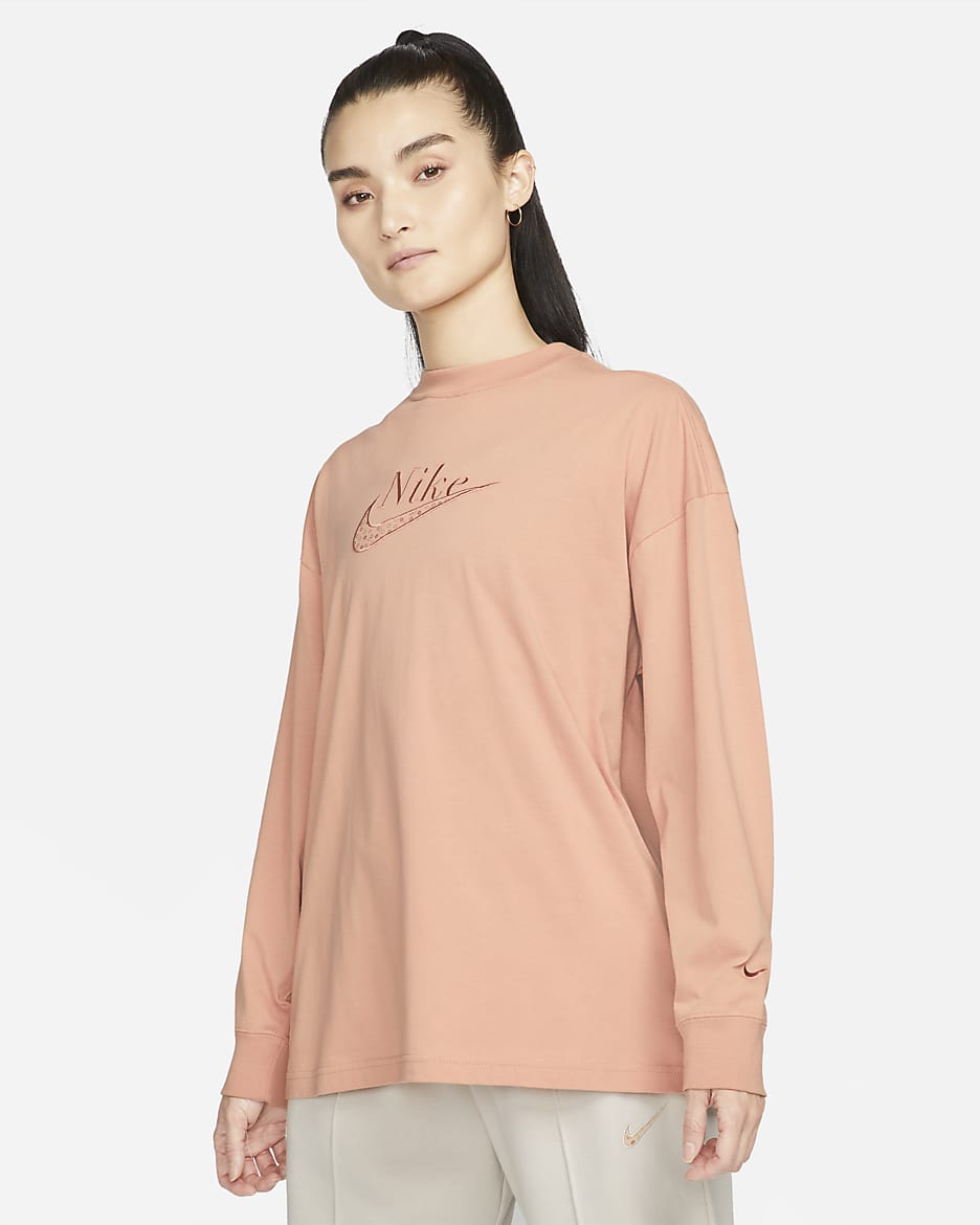 Nike Sportswear Women's Long-Sleeve Top - Rose Whisper/Fossil Rose/Rose Whisper