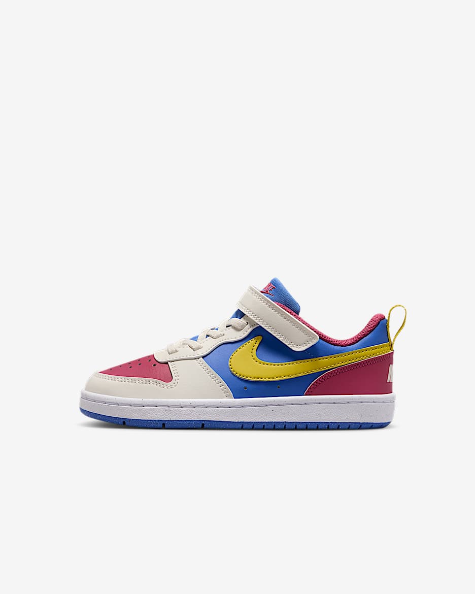 Nike Court Borough Low Recraft Little Kids' Shoes - Sweet Beet/Soft Pearl/Comet Blue/Bright Citron