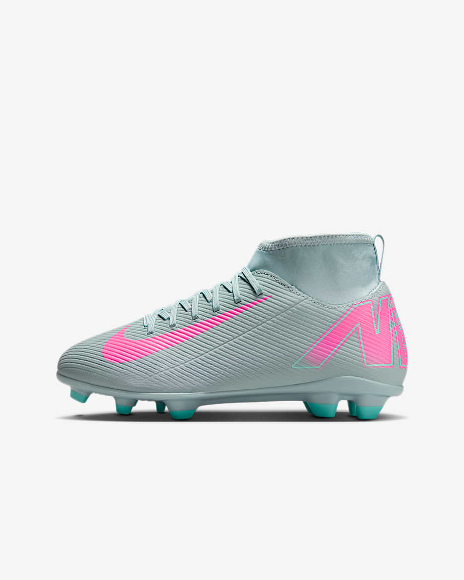 Nike Jr. Mercurial Superfly 10 Club high-top voetbalschoenen voor kleuters/kids (meerdere ondergronden) - Ocean Cube/Pink Blast