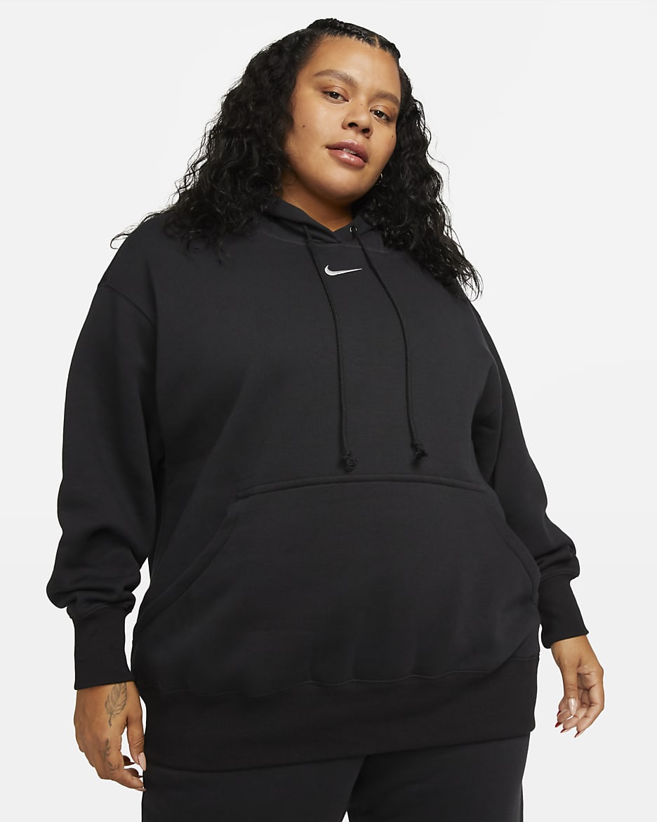 Nike Sportswear Phoenix Fleece Women's Oversized Pullover Hoodie (Plus Size) - Black/Sail