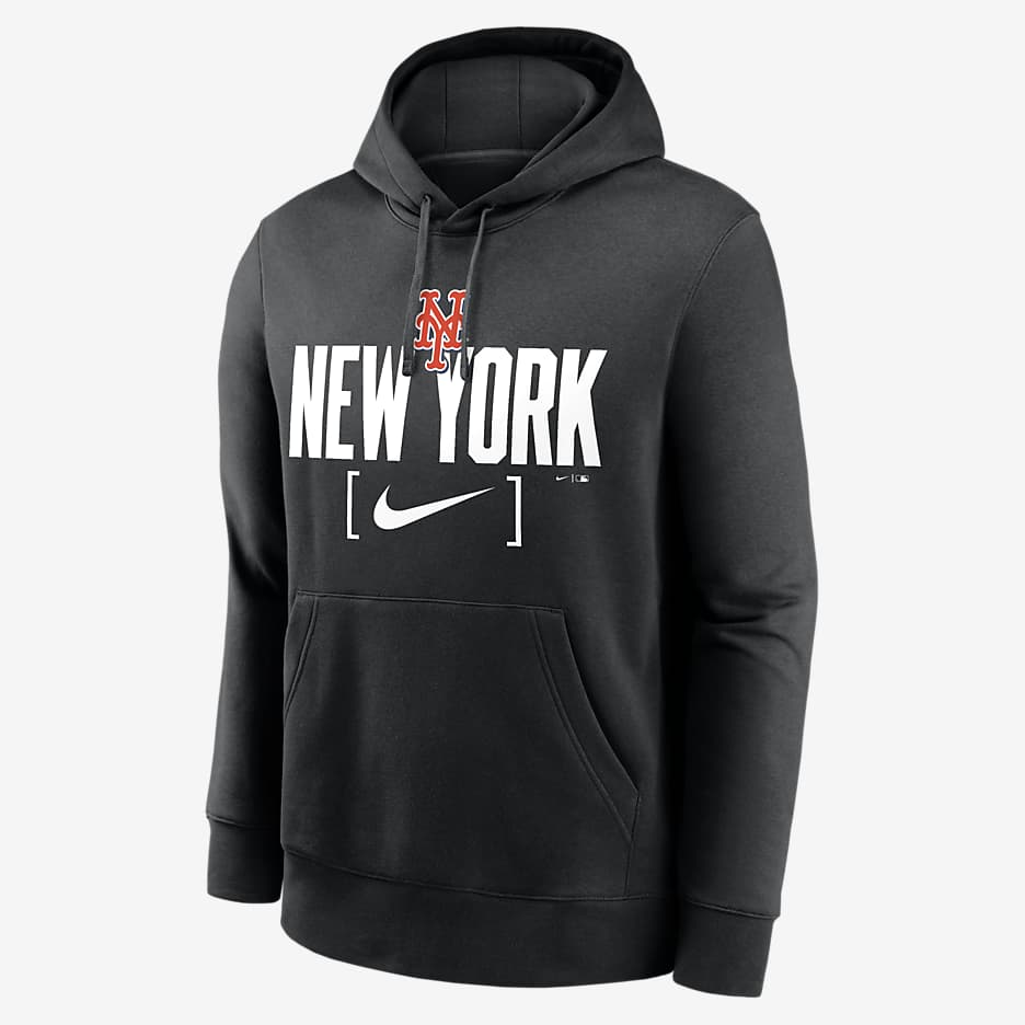 New York Mets Club Slack Men's Nike MLB Pullover Hoodie - Black