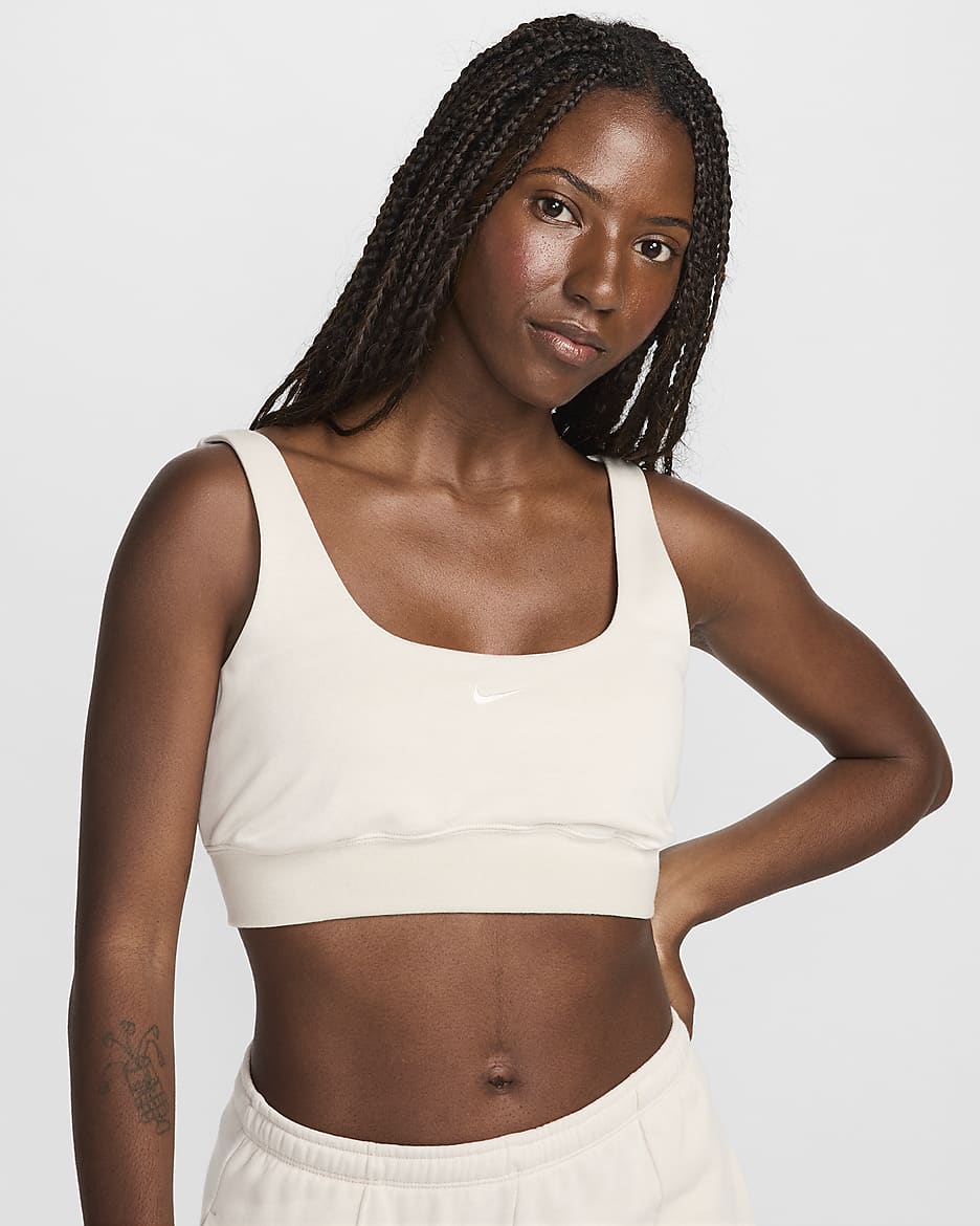 Nike Sportswear Chill Terry Women's Slim French Terry Cropped Tank Top - Light Orewood Brown/Sail