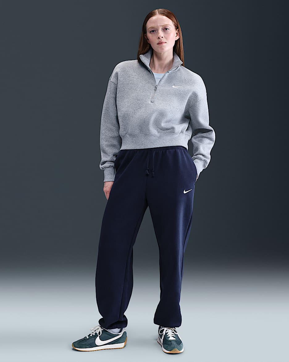 Nike Sportswear Phoenix Fleece Oversize-Trainingshose mit hohem Taillenbund für Damen - Midnight Navy/Sail