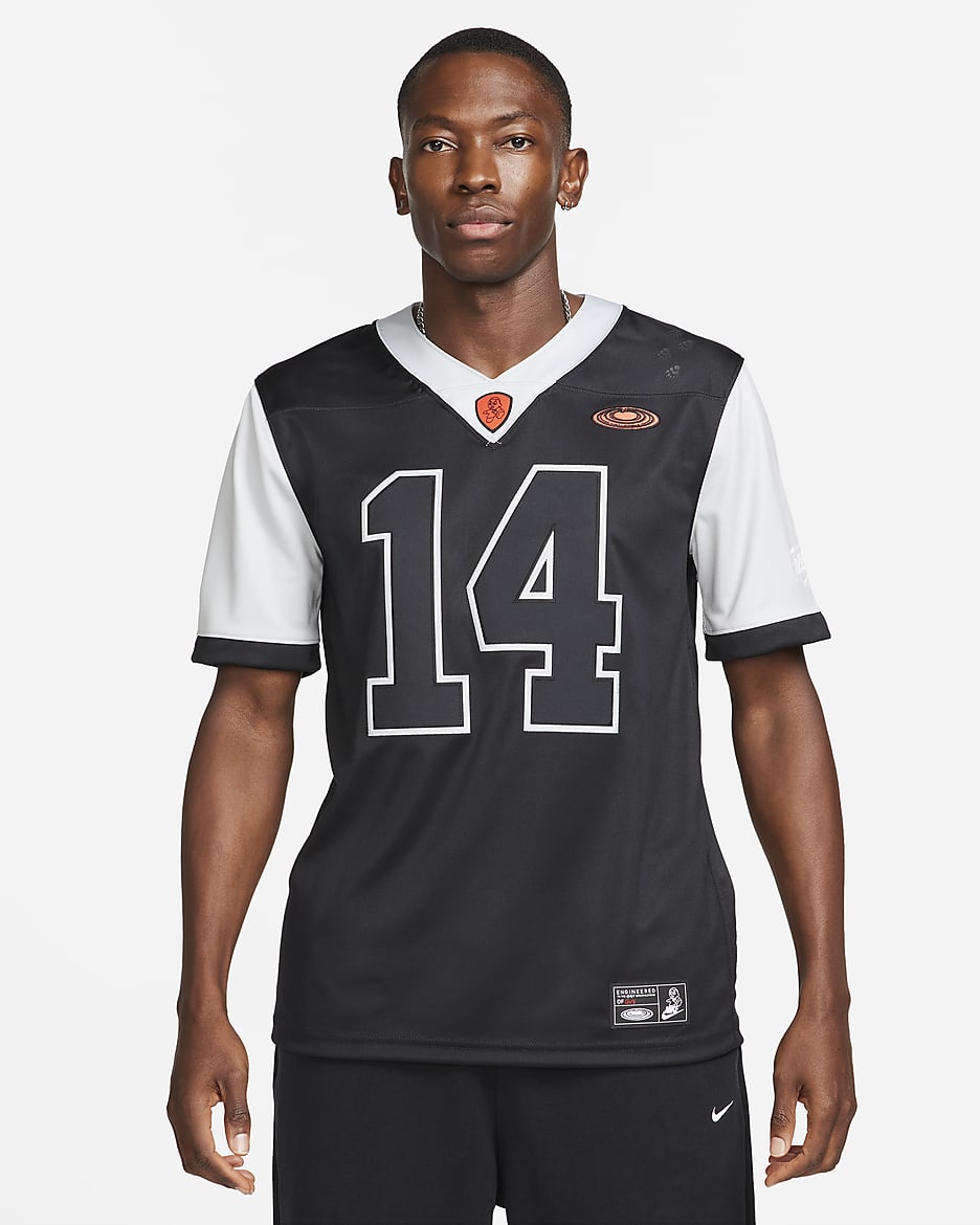 Nike Game x Doernbecher Freestyle "Chris" Men's Football Jersey - Black/Field Silver/Chile Red