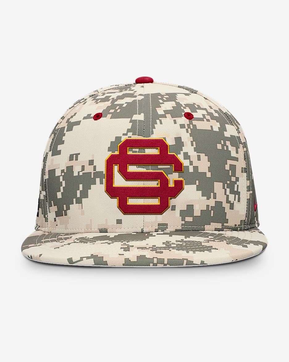 USC Trojans Dugout True Men’s Nike Dri-FIT College Fitted Hat - Camo Green