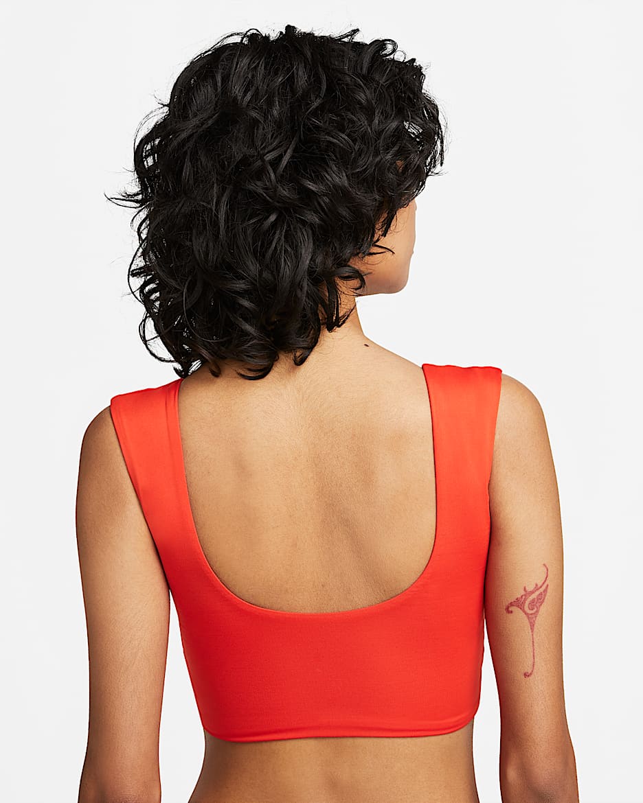 Top cropped de natación para mujer Nike Essential - Rojo picante