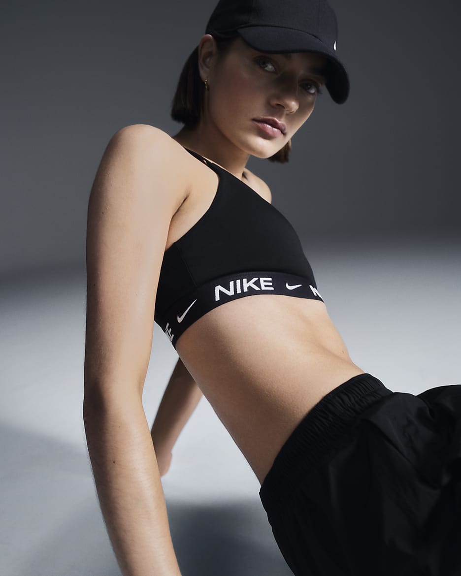 Sutiã de desporto ajustável almofadado Nike Indy Medium Support para mulher - Preto/Preto/Branco