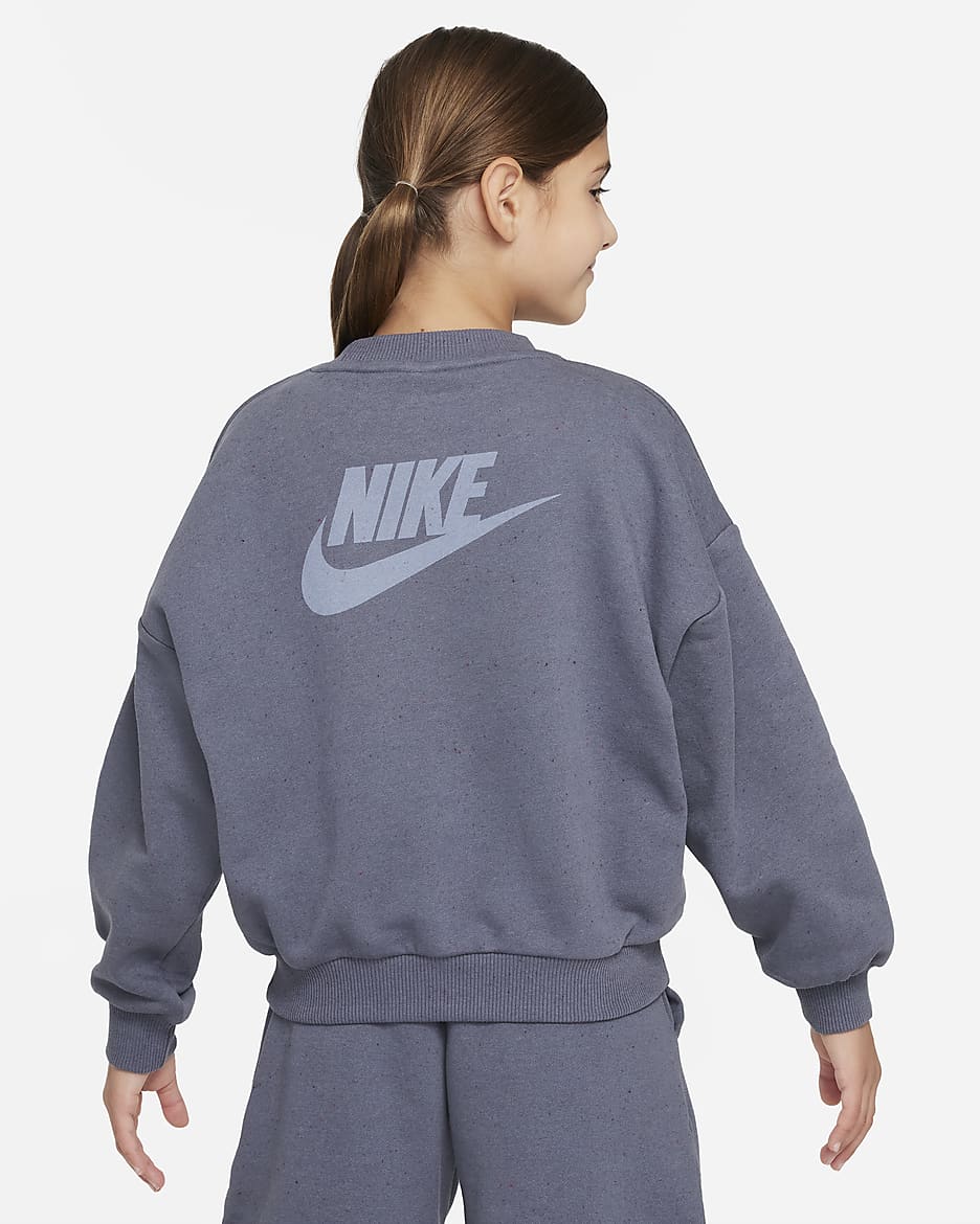 Sudadera oversized para niños talla grande Nike Sportswear Icon Fleece - Carbón claro/Vela/Pizarra cenizo