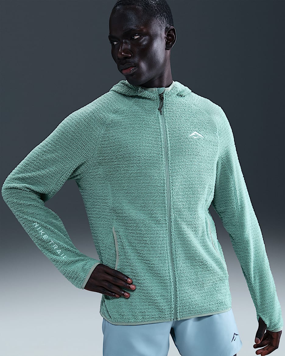 Nike Trail Men's Dri-FIT Fleece Running Jacket - Cannon/Summit White