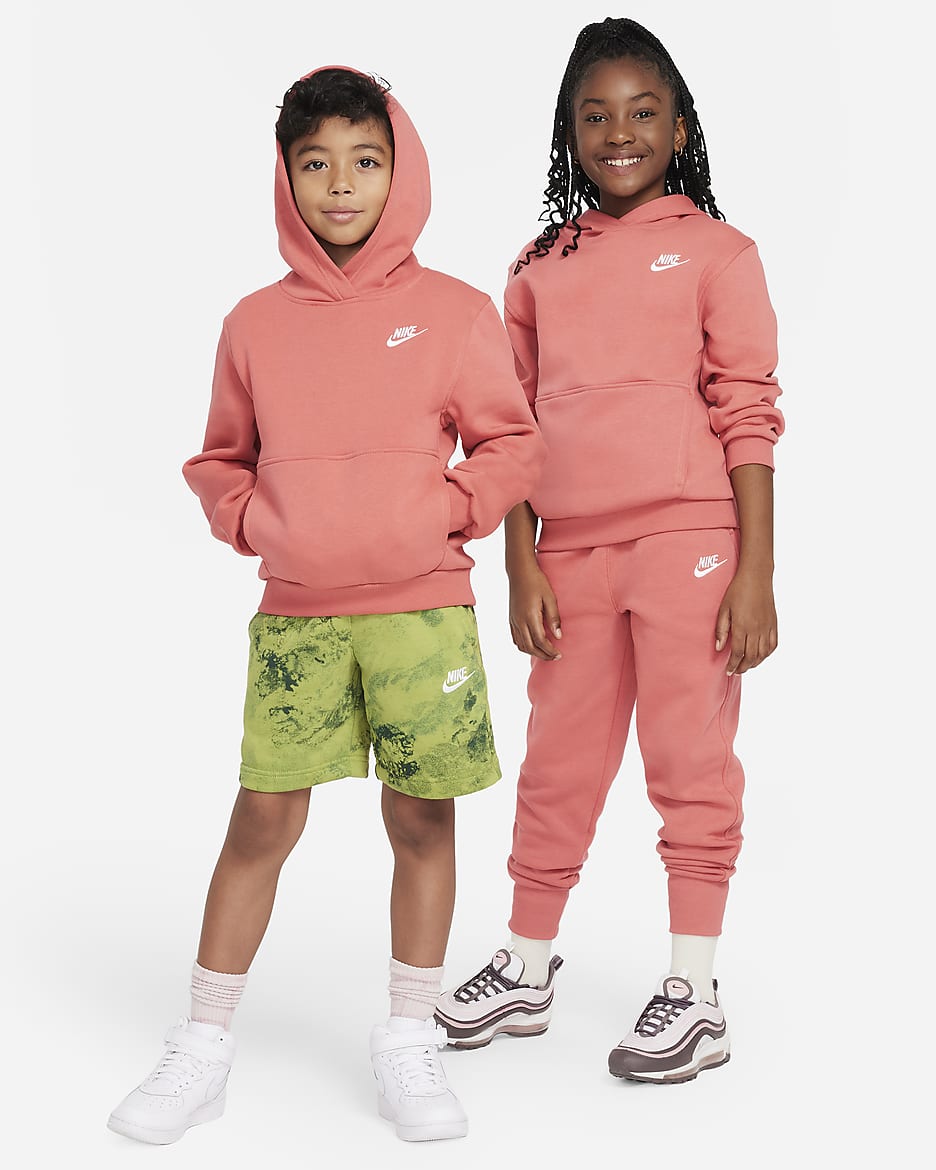 Nike Sportswear Club Fleece Big Kids' Pullover Hoodie - Adobe/White