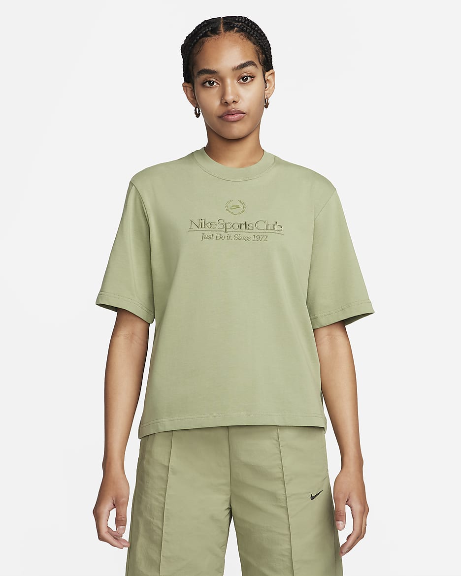 Nike Sportswear Heritage Women's Boxy Tee - Oil Green/Palm Green