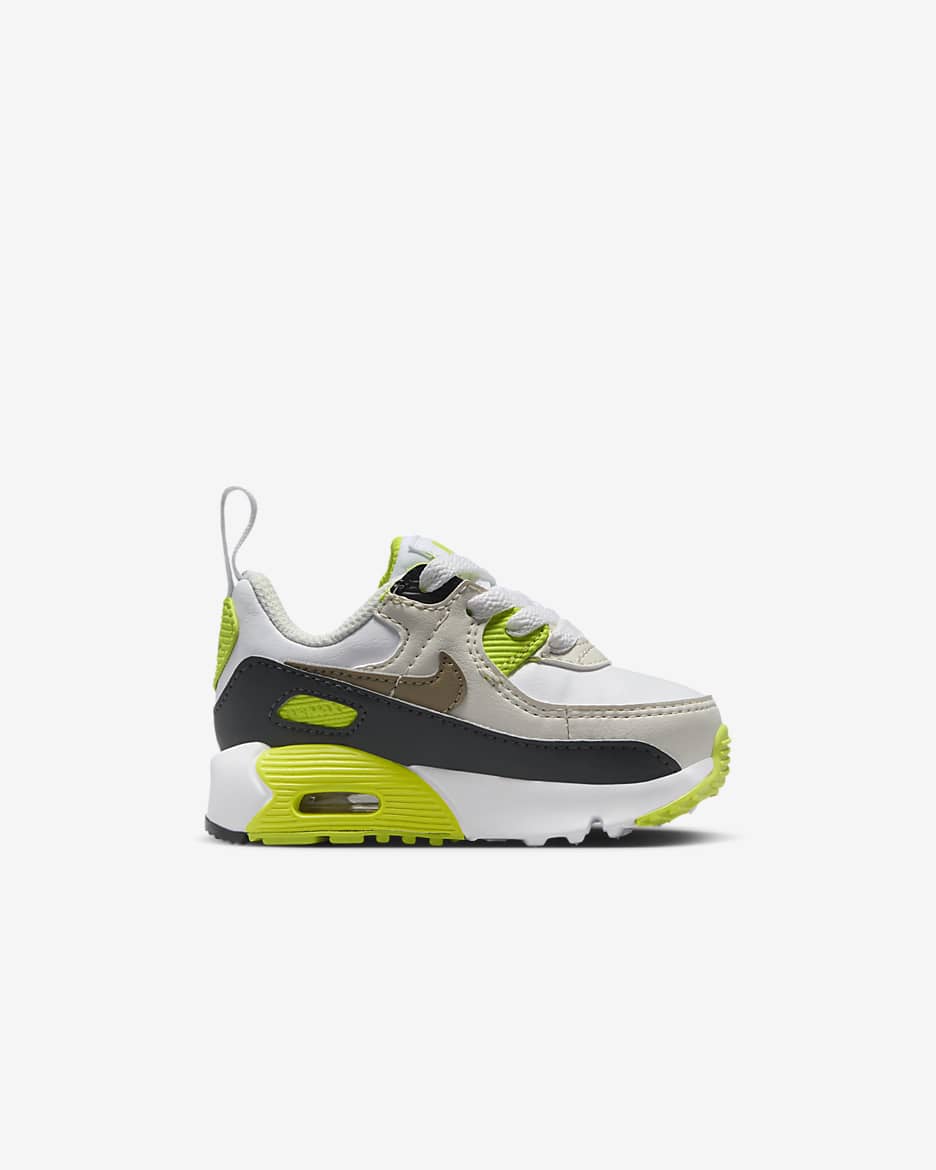 รองเท้าทารก/เด็กวัยหัดเดิน Nike Air Max 90 EasyOn - ขาว/Cyber/Dark Smoke Grey/Khaki