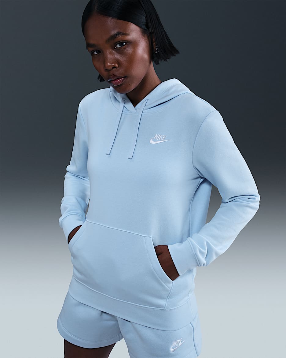 Nike Sportswear Club Fleece Women's Pullover Hoodie - Celestine Blue/White