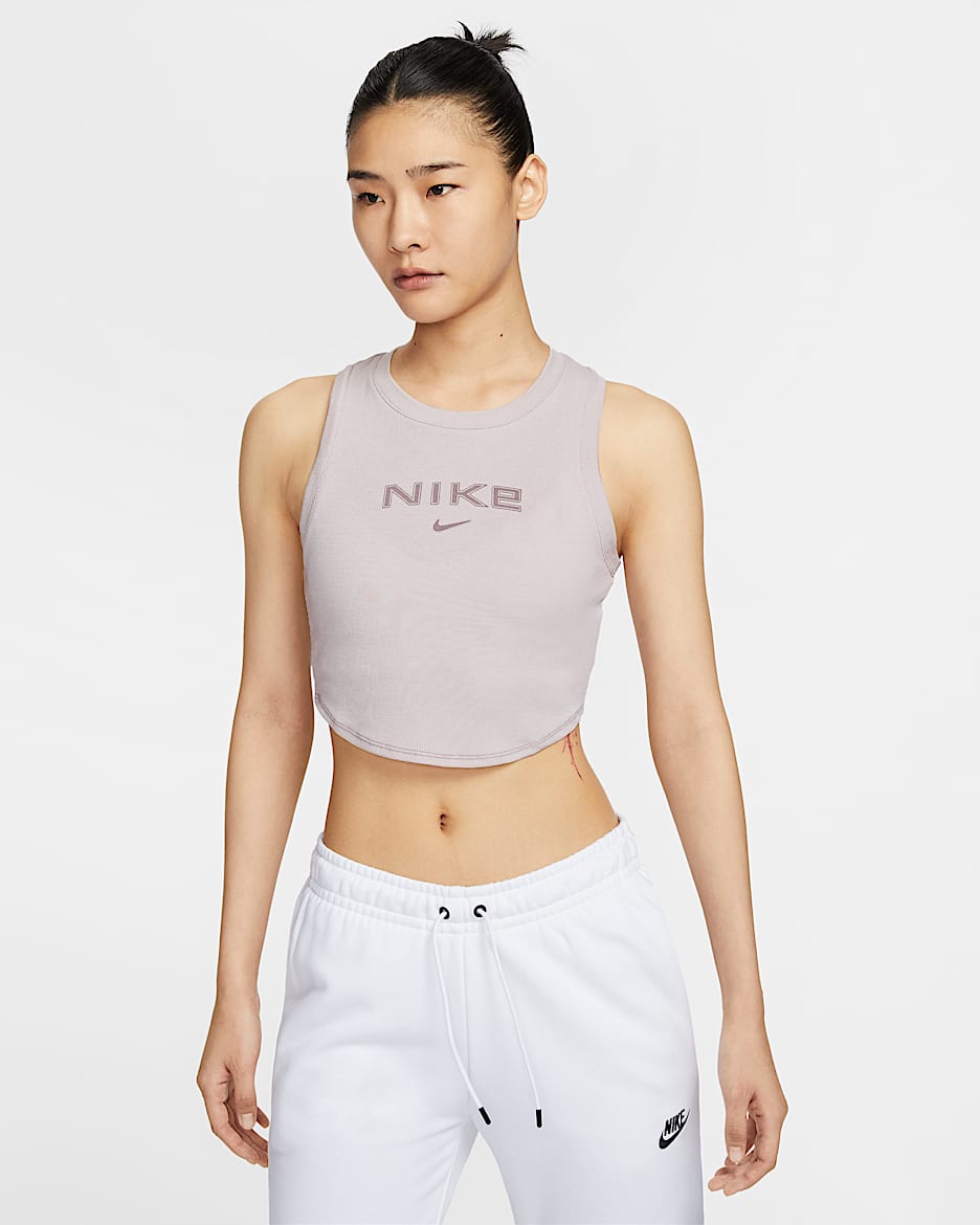 Nike Sportswear Women's Ribbed Cropped Tank Top - Platinum Violet/Light Violet Ore/Light Violet Ore