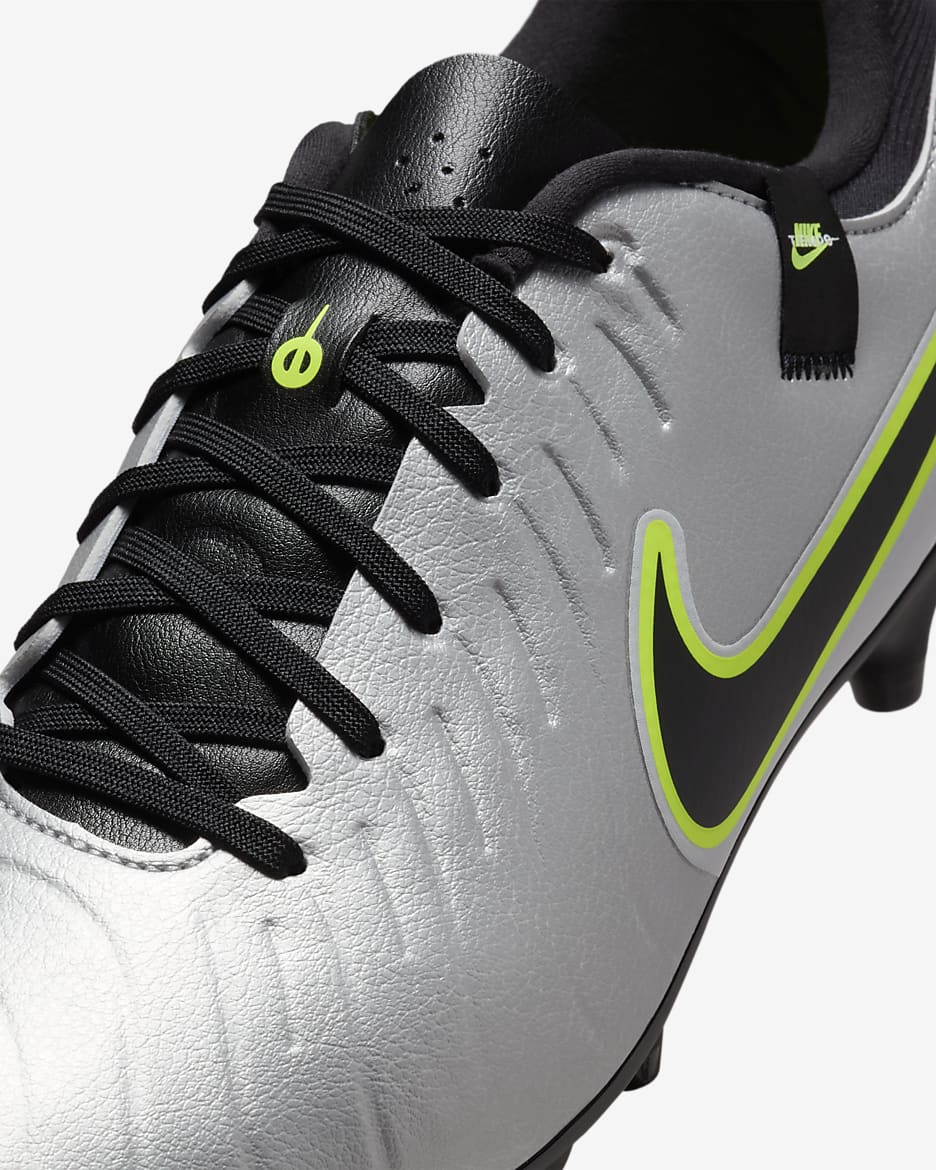 Nike Tiempo Legend 10 Academy Soft-Ground Low-Top Football Boot - Metallic Silver/Volt/Black