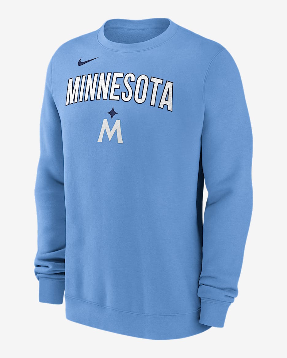 Sudadera de cuello redondo sin cierre Nike de la MLB para hombre Minnesota Twins - Azul claro