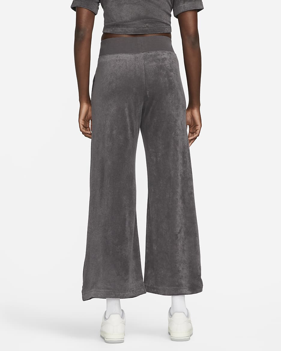 Nike Sportswear Women's High-Waisted Wide-Leg Terry Trousers - Anthracite/Black