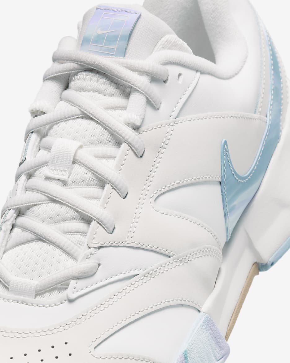 Tenis de tenis para cancha dura para hombre NikeCourt Lite 4 Premium Leather - Blanco cumbre/Fantasma/Denim turquesa/Cáñamo