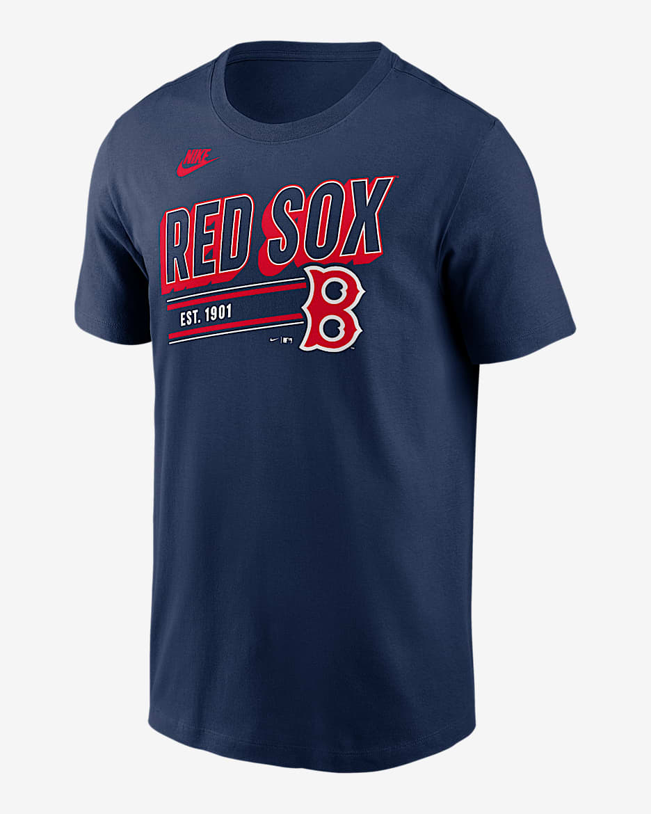 Playera Nike de la MLB para hombre Boston Red Sox Cooperstown Retro - Azul marino medianoche