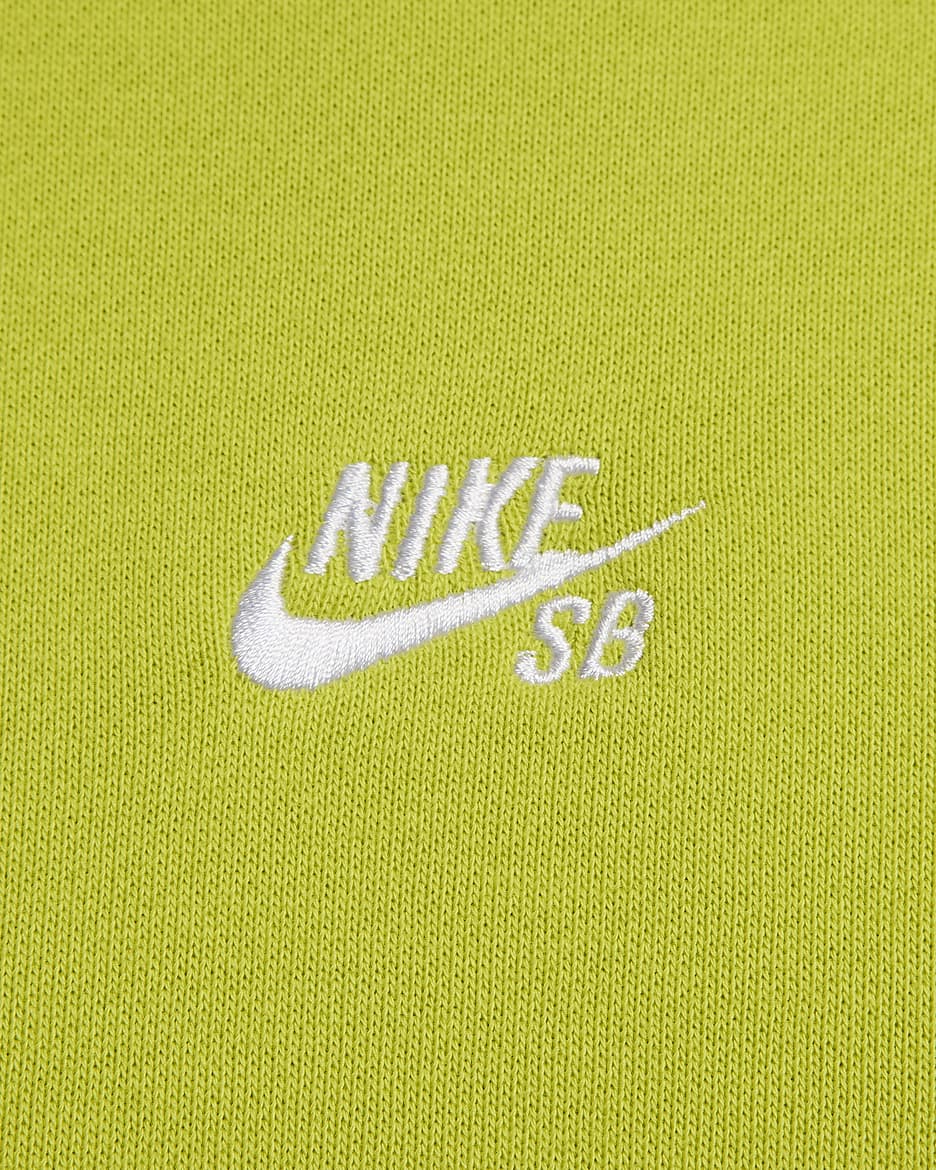 Nike SB skategenser i fleece med rund hals - Bright Cactus/Hvit