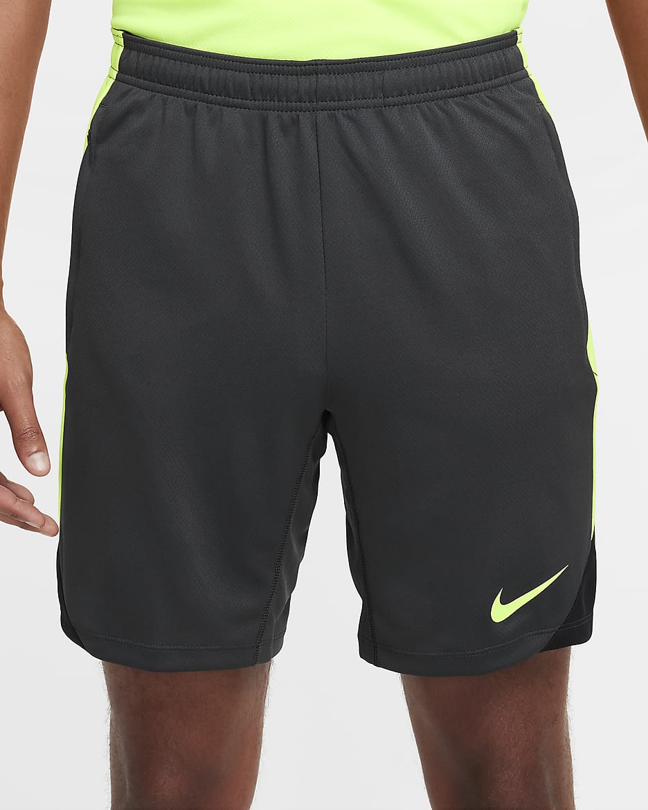 Nike Strike Dri-FIT-fodboldshorts til mænd - Anthracite/Volt/sort/Volt