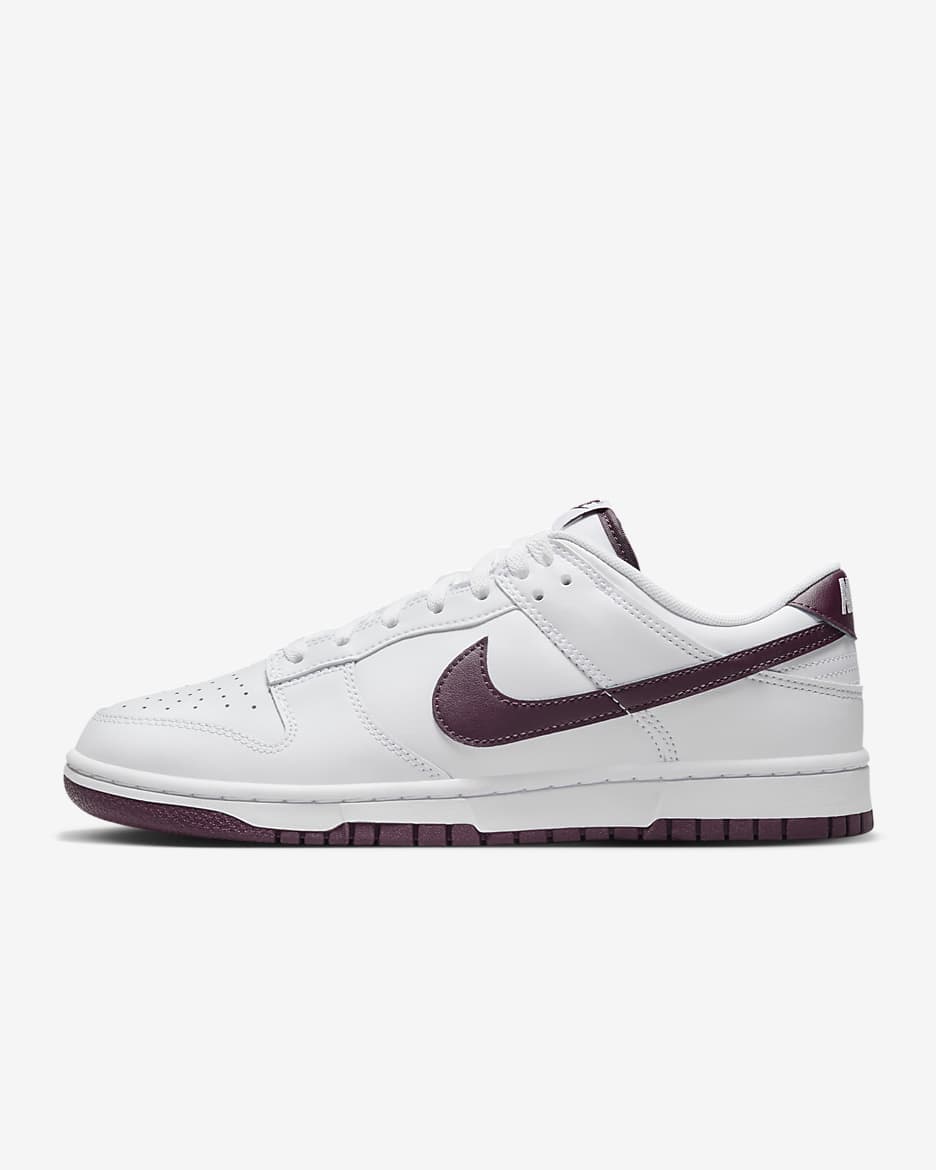 Nike Dunk Low Retro Men's Shoes - White/White/Night Maroon