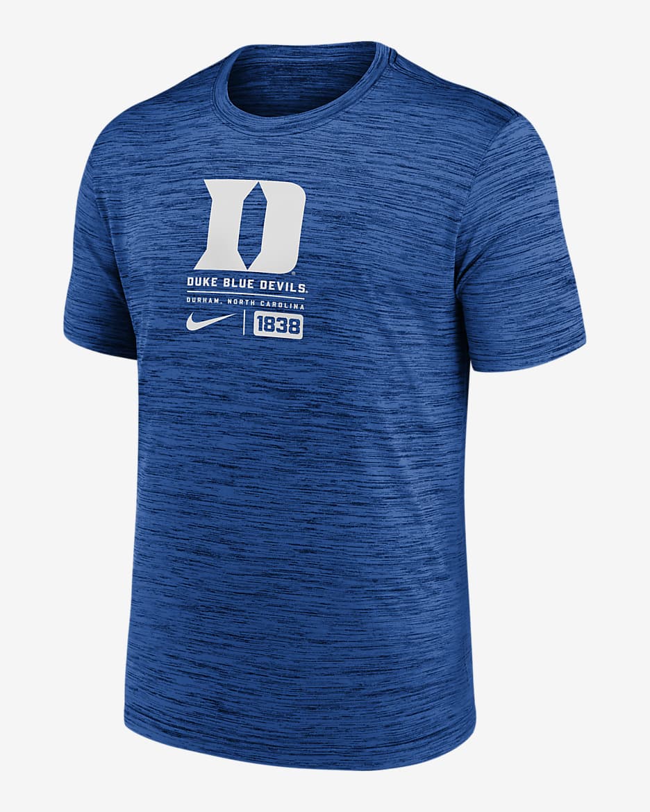 Playera universitaria Nike Dri-FIT para hombre Duke Blue Devils Campus Center Block Velocity - Royal