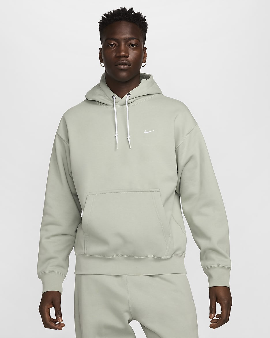 Felpa pullover in fleece con cappuccio Nike Solo Swoosh – Uomo - Jade Horizon/Bianco