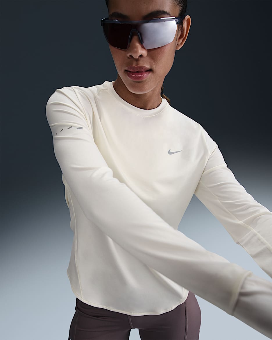 Nike Swift Women's Dri-FIT UV Long-Sleeve Crew-Neck Running Top - Sail