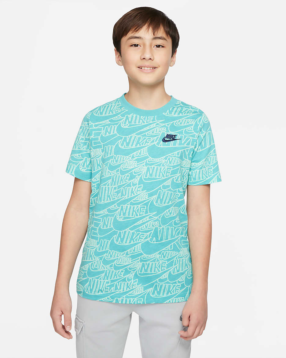 Playera para niño talla grande Nike Sportswear - Azul verdoso lavado/Espuma menta