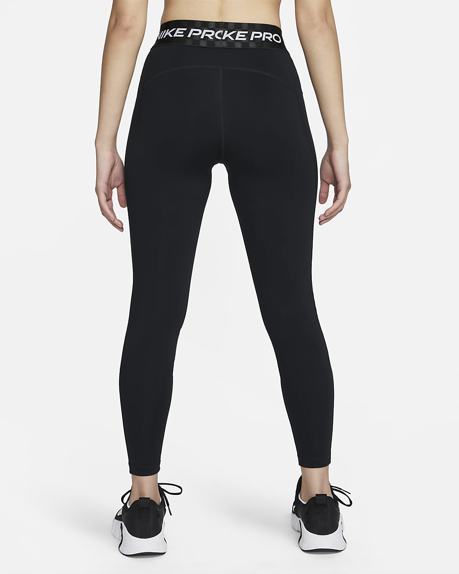 Nike Pro Dri-FIT Women's Mid-Rise Full-Length Graphic Training Leggings - Black/Anthracite/White