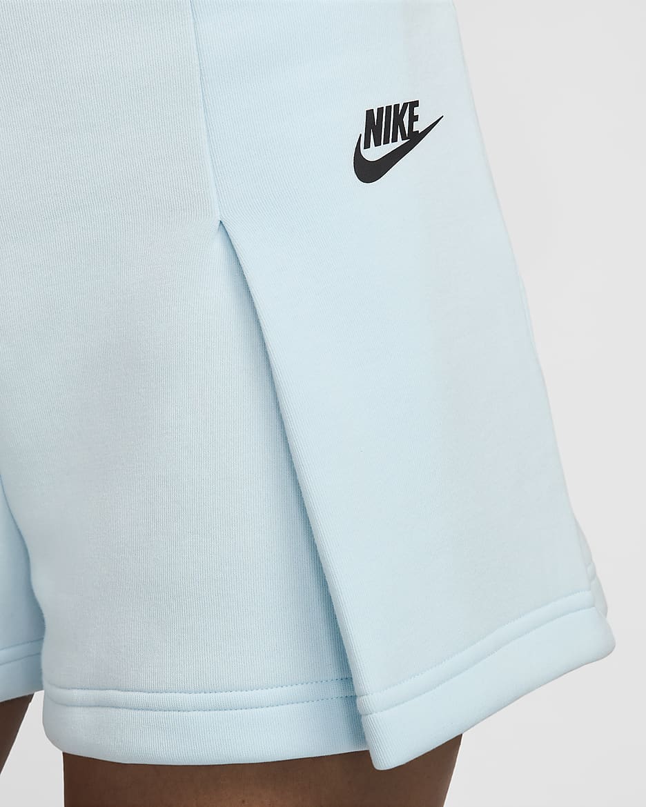 Shorts de tiro alto de 8 cm plisados para mujer Nike Sportswear Tech Fleece - Azul glacial/Negro