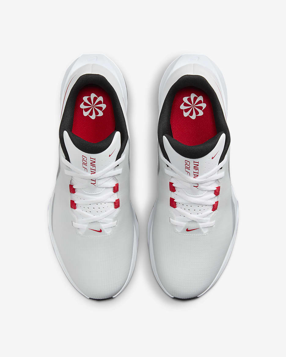 Nike Infinity G NN golfcipő - Fehér/Pure Platinum/Fekete/University Red