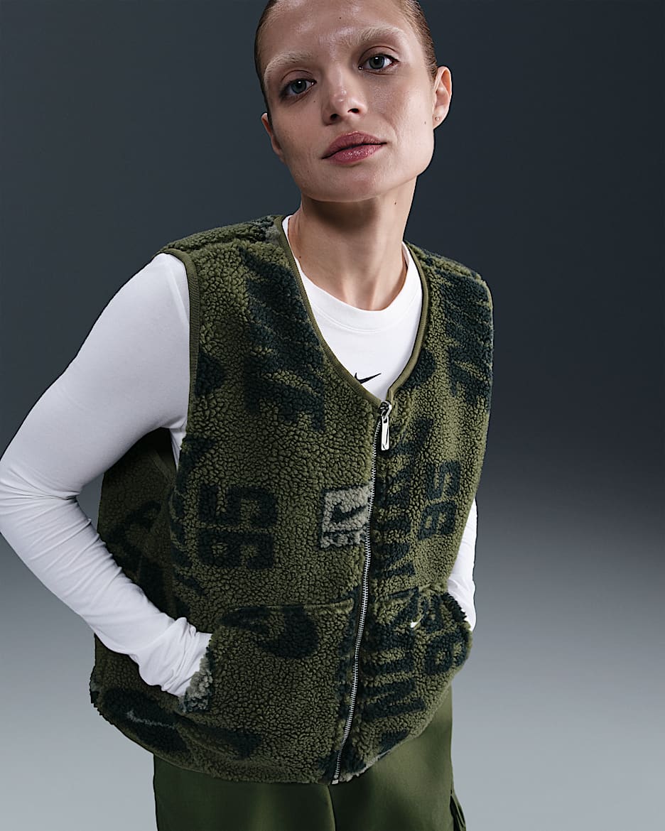 Nike Sportswear Women's High-Pile Fleece Vest - Medium Olive/Neutral Olive