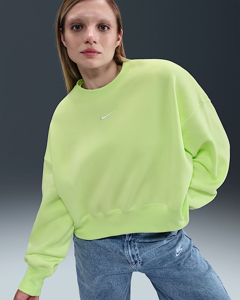 Nike Sportswear Phoenix Fleece Women's Over-Oversized Crew-Neck Sweatshirt - Light Liquid Lime/Sail
