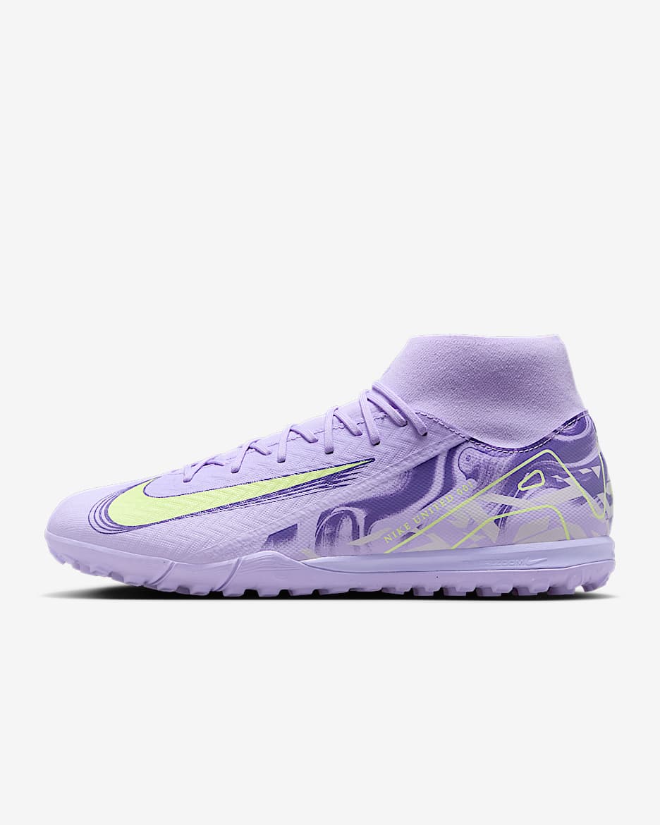 Tacos de fútbol TF de corte high Nike United Mercurial Superfly 10 Academy - Ágata morado/Voltio ligero