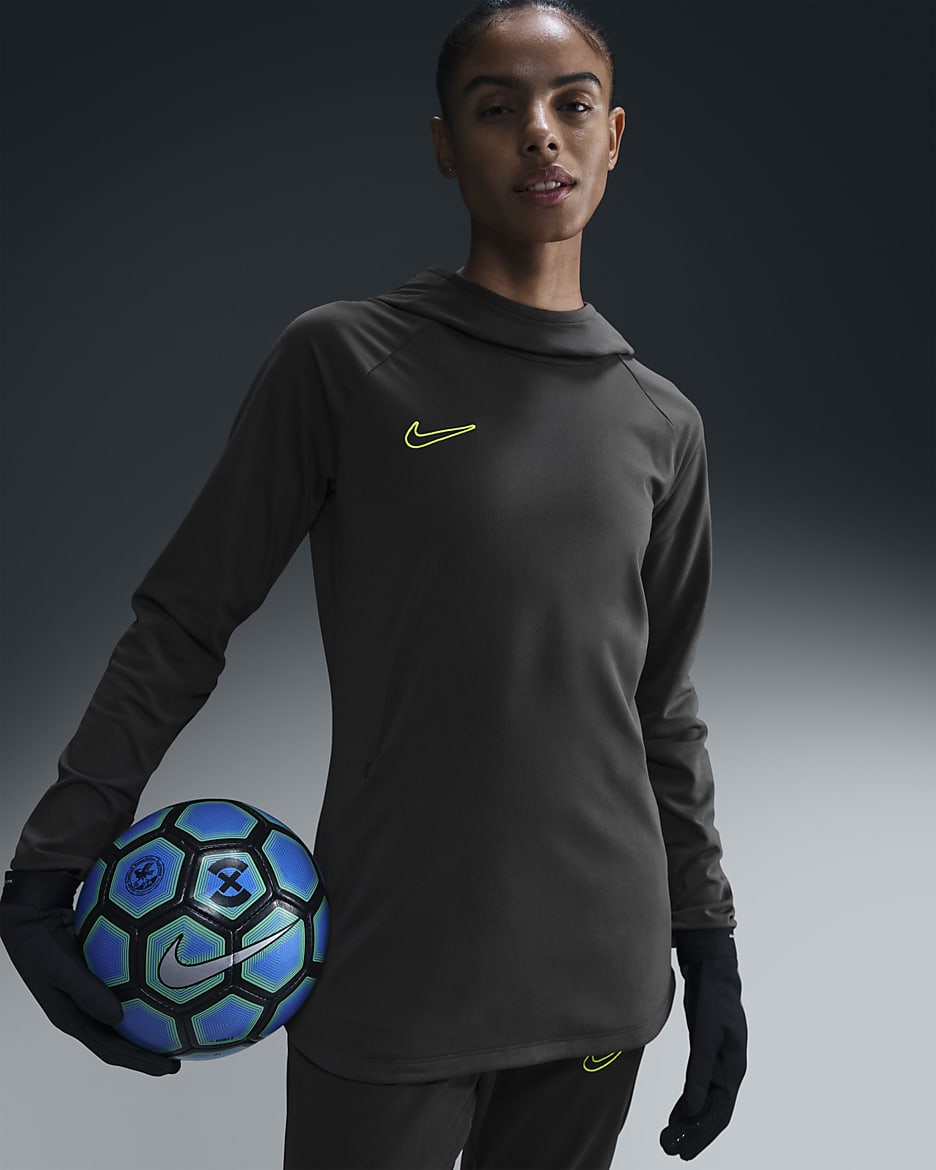 Sudadera con gorro para mujer Nike Dri-FIT Academy - Antracita/Volt