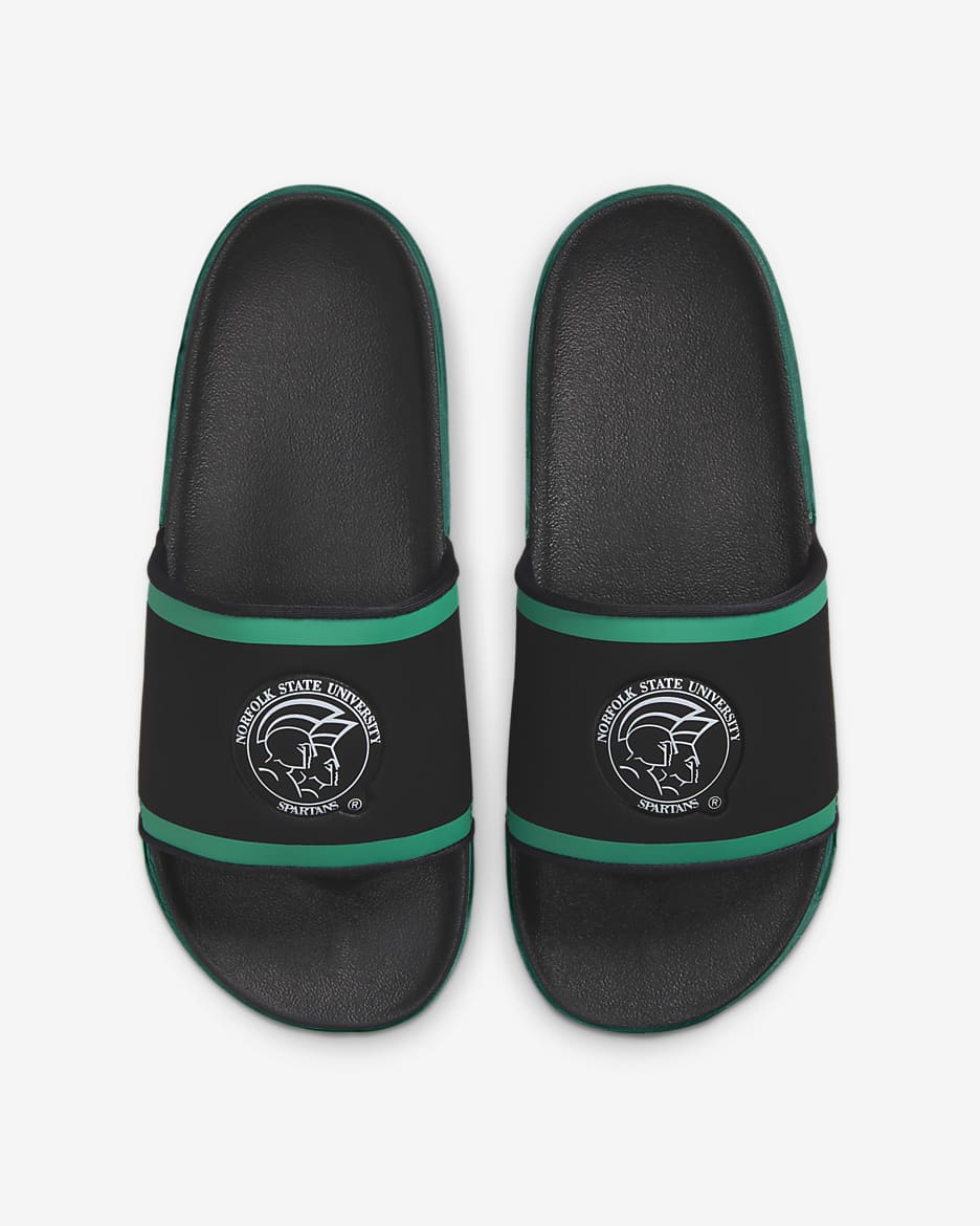 Norfolk State Nike College Offcourt Slides - Black/Sea Green/White