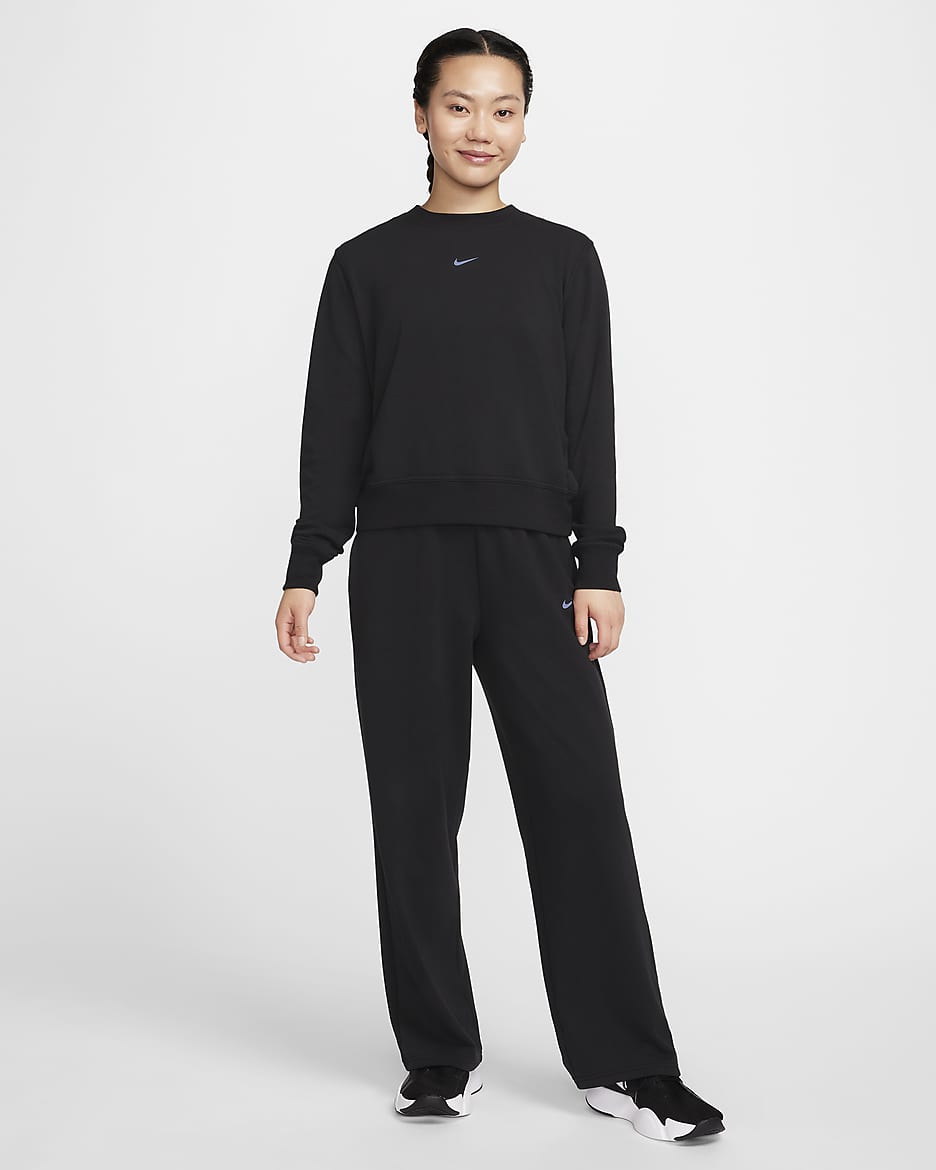 Nike Dri-FIT One Women's Crew-Neck French Terry Sweatshirt - Black/White