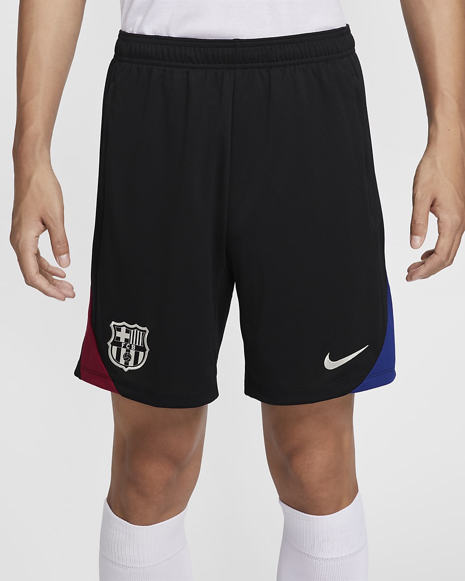 F.C. Barcelona Strike Men's Nike Dri-FIT Football Knit Shorts - Black/Noble Red/Deep Royal Blue/Light Orewood Brown