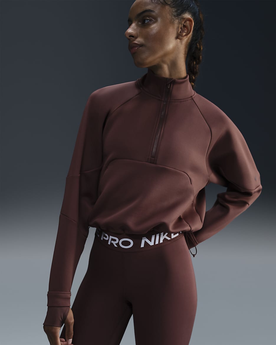 Nike Dri-FIT Prima Women's 1/2-Zip Training Top - Red Sepia/Black