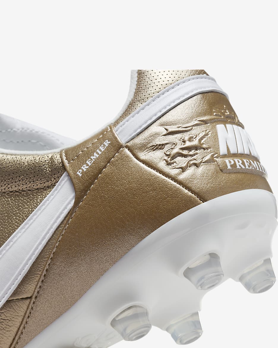 NikePremier 3 Firm-Ground Low-Top Soccer Cleats - Metallic Gold Grain/Metallic Gold Grain/White