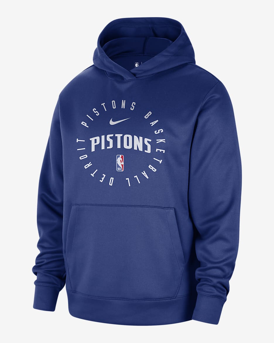 Sudadera con gorro sin cierre de la NBA para hombre Nike Dri-FIT NBA Detroit Pistons Spotlight - Azul enérgico/Blanco